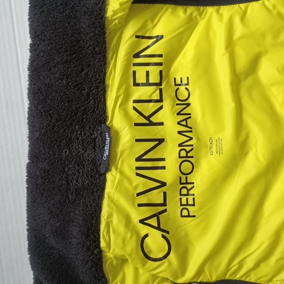 Calvin Klein Performance Neon Yellow & Blk Fleece Lined Mock Neck Puffer Vest XS - Picture 13 of 16